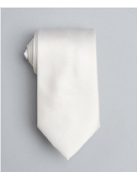 Brioni White Solid Silk Tie