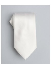 Brioni White Solid Silk Tie