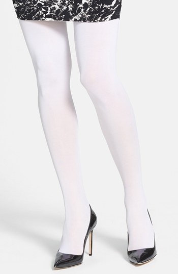 DKNY 412 Control Top Opaque Tights Pure White Small, $14