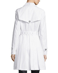 Laundry by Shelli Segal Belted Double Breasted Trenchcoat Whiteleopard