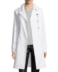 Laundry by Shelli Segal Belted Double Breasted Trenchcoat Whiteleopard