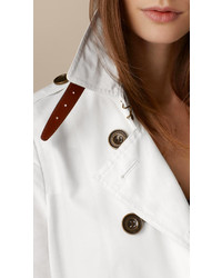 Burberry Short Leather Trim Faille Trench Coat