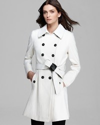DKNY Coat Double Breasted Trench With Pleather