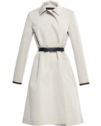 Martin Grant Cotton Silk Trench Coat With Leather Trim