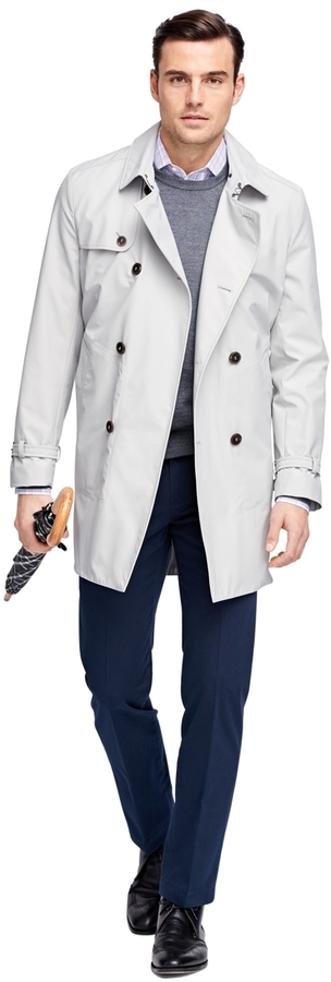 Brooks Brothers Double Breasted Short Trench Coat, $239 | Brooks ...