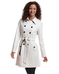DKNY Double Breasted Trench With Contrasting Faux Leather Belt