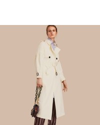 Burberry Oversize Silk Trench Coat With Puff Sleeves