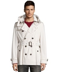Burberry Pale Stone Cotton Twill Kensington Double Breasted Trench Coat