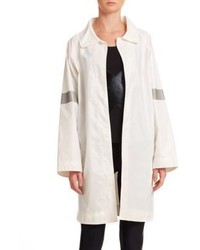 Norma Kamali Stripe Sleeve Nylon Trench Coat