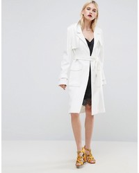 Asos Trench In Structured Crepe With Oversized Pockets