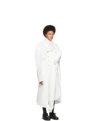 Comme des Garcons White Elongated Trench Coat