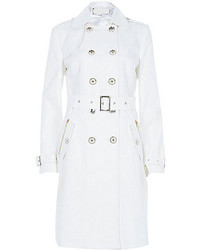River Island White Long Sleeve Traditional Trench Coat