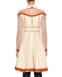 Valentino Crepe Couture Beaded Tulle Dress Ivory