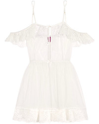 L'Agent by Agent Provocateur Madalene Leavers Lace Trimmed Tulle Nightdress Ivory