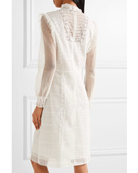 Burberry Tulle And Cotton Blend Lace Dress White
