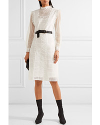 Burberry Tulle And Cotton Blend Lace Dress White
