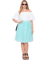 ELOQUII Plus Size Studio Tulle Midi Skirt