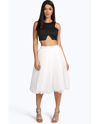 Boohoo Marin Boutique Grid Tulle Tull Midi Skirt