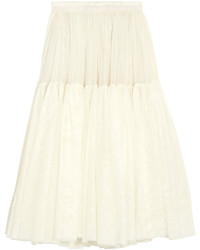 Needle & Thread Tiered Tulle Midi Skirt Off White