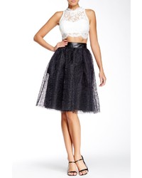 Tov Faux Leather Waist Tulle Skirt