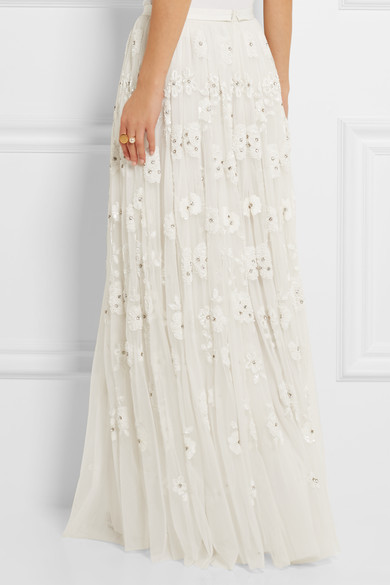 ivory tulle maxi skirt