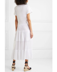 REDVALENTINO Paneled Cotton Jersey And Point Desprit Tulle Midi Dress