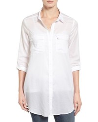 Eileen Fisher Organic Cotton Classic Collar Tunic Shirt