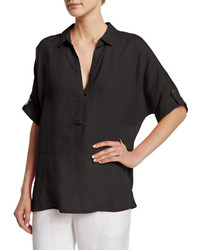 Go Silk Oversized Short Sleeve Linen Tunic