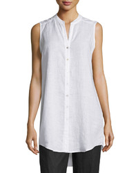 Eileen Fisher Sleeveless Organic Linen Button Front Tunic