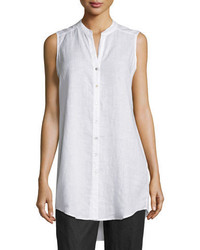 Eileen Fisher Sleeveless Organic Linen Button Front Tunic