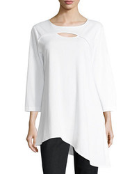 Joan Vass Yoke Cutout Asymmetric Easy Tunic Plus Size