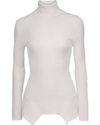 Stella McCartney Asymmetric Ribbed Wool And Silk Blend Turtleneck Sweater