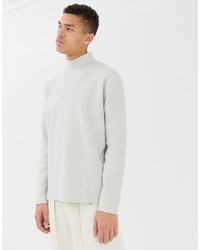 ASOS WHITE Boxy Jumper In Ice Grey Structured Knit