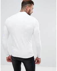 Asos Design Muscle Long Sleeve T Shirt With Turtleneck In White