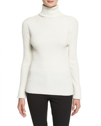3.1 Phillip Lim Long Sleeve Ribbed Turtleneck Sweater Antique White