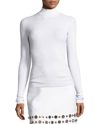 Michael Kors Michl Kors Collection Ribbed Long Sleeve Turtleneck Sweater White