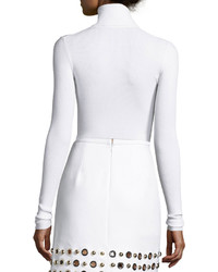 Michael Kors Michl Kors Collection Ribbed Long Sleeve Turtleneck Sweater White