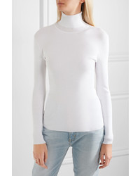 Michael Kors Michl Kors Collection Ribbed Stretch Knit Turtleneck Sweater White
