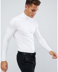 ASOS DESIGN Muscle Fit Long Sleeve T Shirt With Roll Neck In White