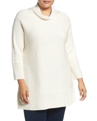 Vince Camuto Plus Size Ribbed Cotton Blend Turtleneck Sweater