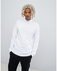 Adidas Skateboarding Roll Neck Long Sleeve T Shirt In White Dh6670