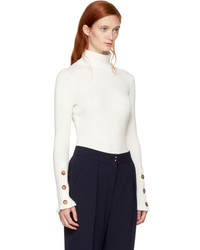 See by Chloe White Button Turtleneck