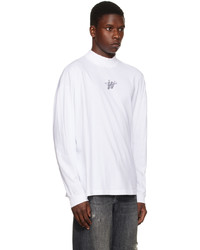 We11done White High Neck Long Sleeve T Shirt