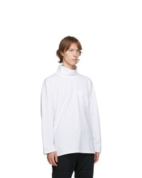 Engineered Garments White Mock Neck Long Sleeve T Shirt