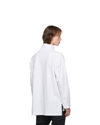 Engineered Garments White Mock Neck Long Sleeve T Shirt