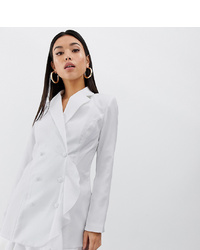 PrettyLittleThing Blazer Mini Dress With Frill Hem In White