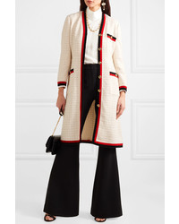 Gucci Grosgrain Trimmed Cotton Blend Boucl Tweed Coat