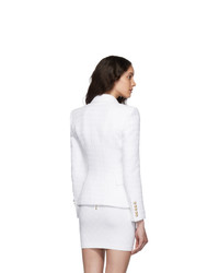 Balmain White Tweed Six Button Blazer