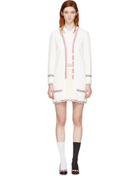 Thom Browne White Selvedge Tweed Trompe Loeil Polo Dress