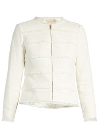 Rebecca Taylor Collarless Cotton Blend Tweed Jacket